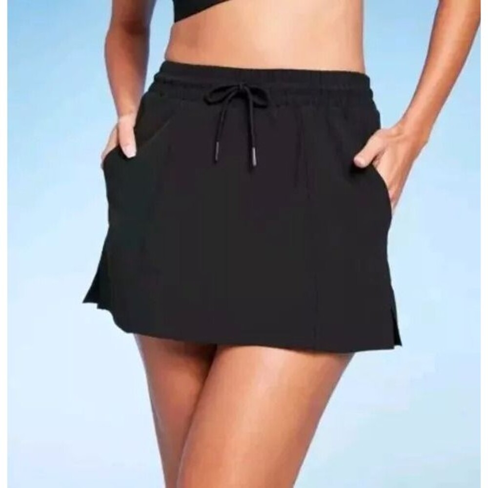 Kona Sol Swim Skirt Quick Dry Board Skirt with Pockets Black Womens XL NEW